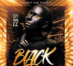 黑金派对海报/传单PSD模板：Black Gold Party Flyer